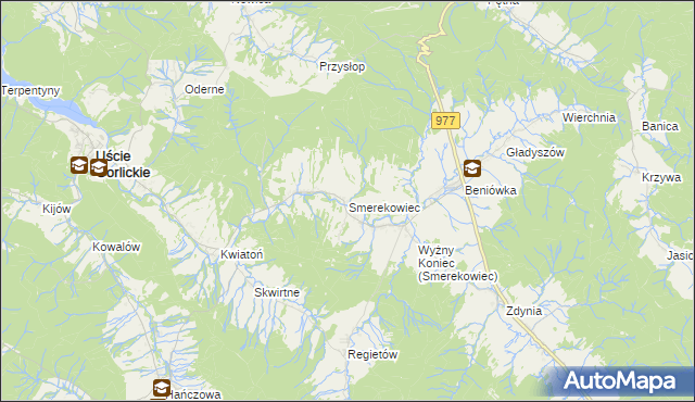 mapa Smerekowiec, Smerekowiec na mapie Targeo