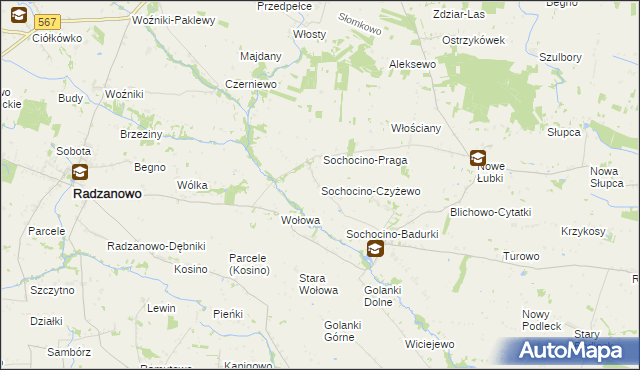 mapa Sochocino-Czyżewo, Sochocino-Czyżewo na mapie Targeo