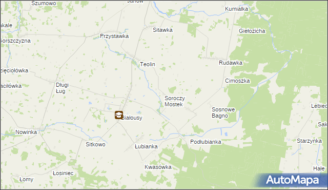 mapa Soroczy Mostek, Soroczy Mostek na mapie Targeo