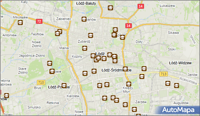 mapa Śródmieście gmina Łódź, Śródmieście gmina Łódź na mapie Targeo
