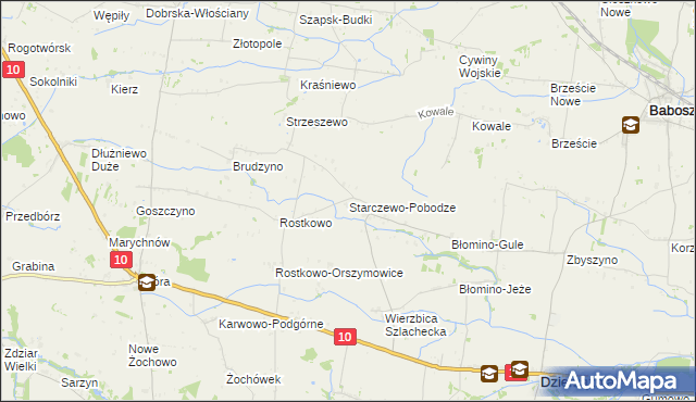 mapa Starczewo-Pobodze, Starczewo-Pobodze na mapie Targeo