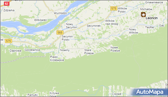 mapa Stare Polesie gmina Leoncin, Stare Polesie gmina Leoncin na mapie Targeo