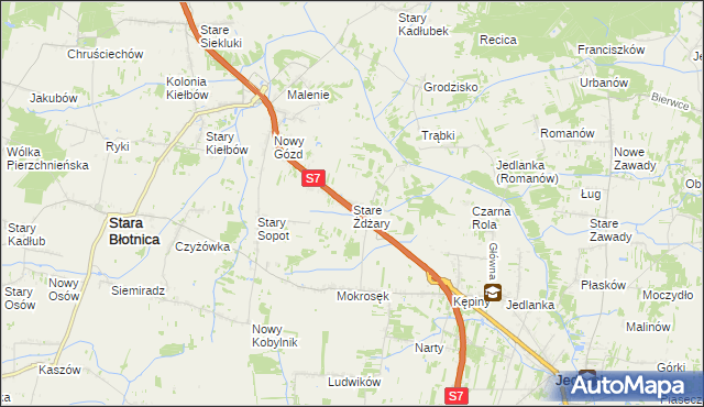 mapa Stare Żdżary gmina Stara Błotnica, Stare Żdżary gmina Stara Błotnica na mapie Targeo