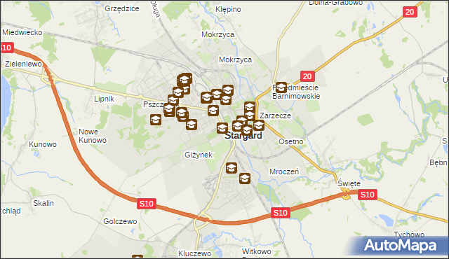 mapa Stargard, Stargard na mapie Targeo