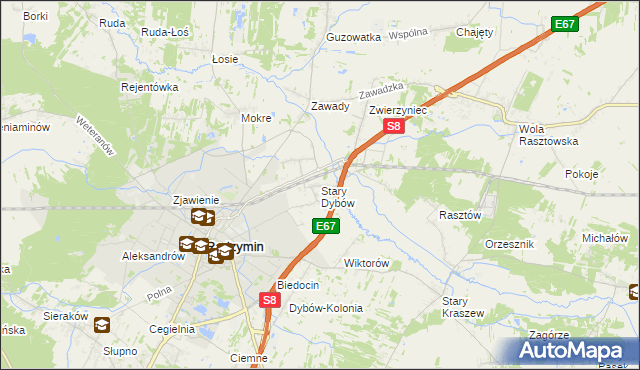 mapa Stary Dybów, Stary Dybów na mapie Targeo