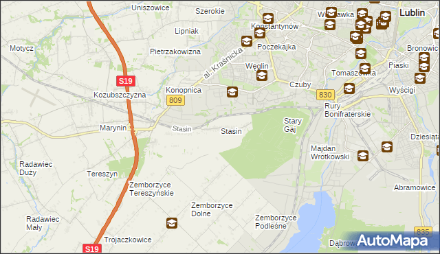 mapa Stasin gmina Konopnica, Stasin gmina Konopnica na mapie Targeo