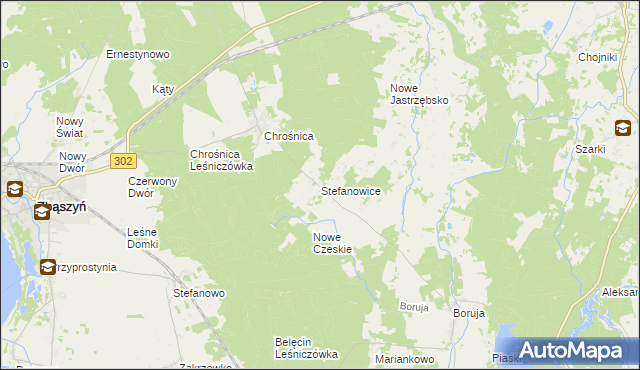 mapa Stefanowice gmina Zbąszyń, Stefanowice gmina Zbąszyń na mapie Targeo