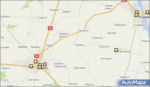 mapa Stodoły gmina Strzelno, Stodoły gmina Strzelno na mapie Targeo
