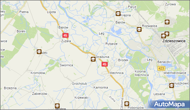 mapa Stradunia, Stradunia na mapie Targeo