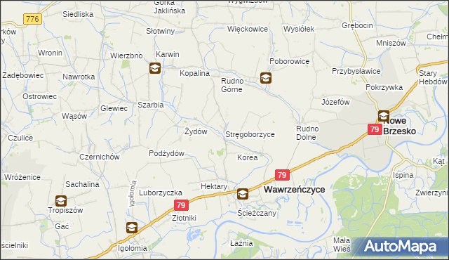 mapa Stręgoborzyce, Stręgoborzyce na mapie Targeo