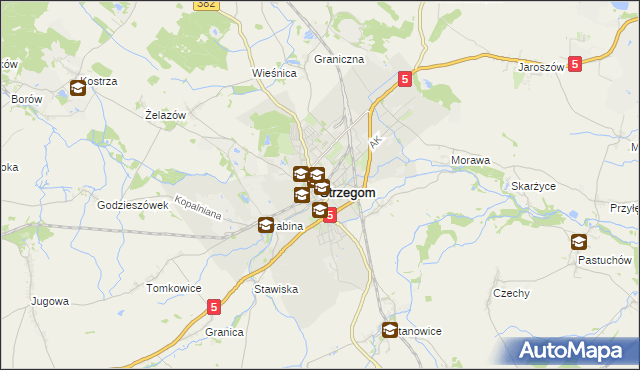 mapa Strzegom powiat świdnicki, Strzegom powiat świdnicki na mapie Targeo