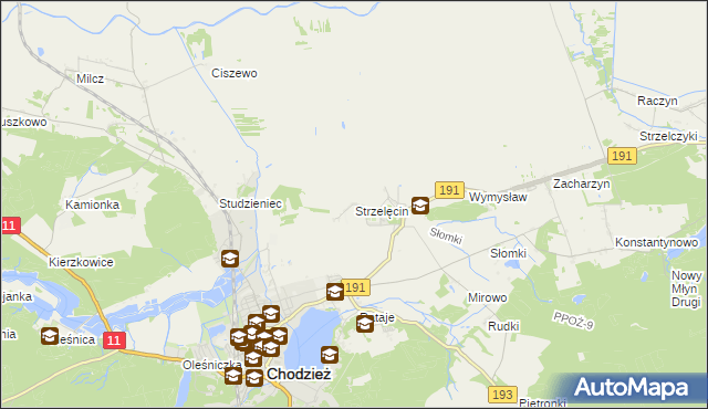 mapa Strzelęcin, Strzelęcin na mapie Targeo