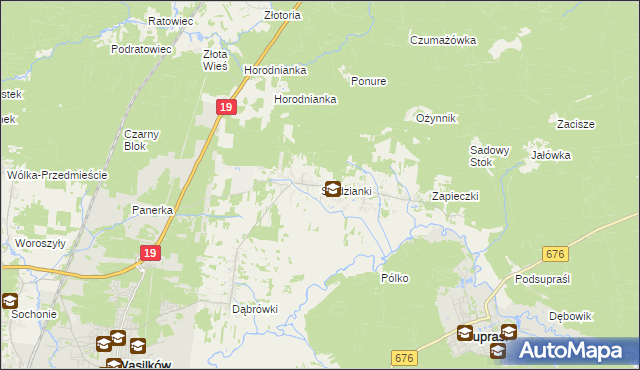 mapa Studzianki gmina Wasilków, Studzianki gmina Wasilków na mapie Targeo