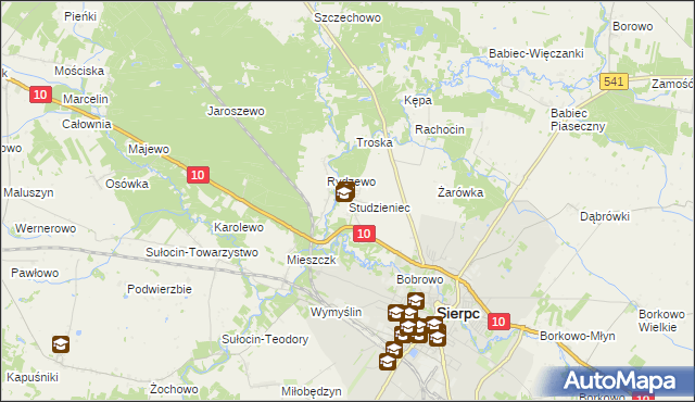 mapa Studzieniec gmina Sierpc, Studzieniec gmina Sierpc na mapie Targeo