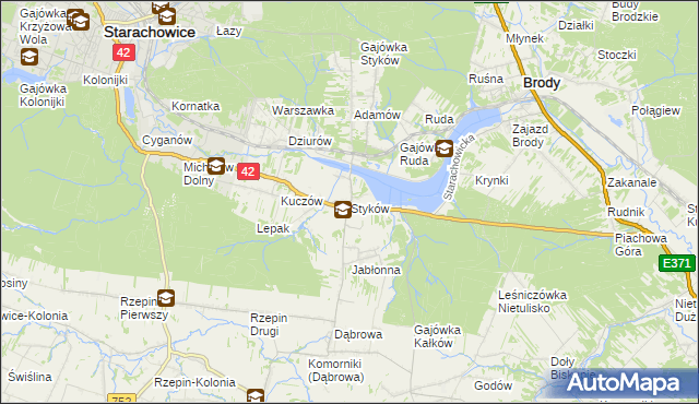 mapa Styków gmina Brody, Styków gmina Brody na mapie Targeo
