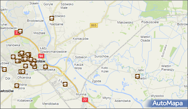 mapa Surochów, Surochów na mapie Targeo