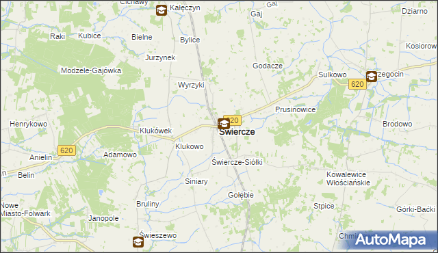 mapa Świercze powiat pułtuski, Świercze powiat pułtuski na mapie Targeo