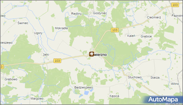 mapa Świerzno powiat kamieński, Świerzno powiat kamieński na mapie Targeo