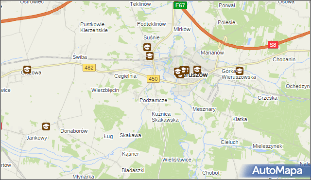mapa Święty Roch gmina Wieruszów, Święty Roch gmina Wieruszów na mapie Targeo