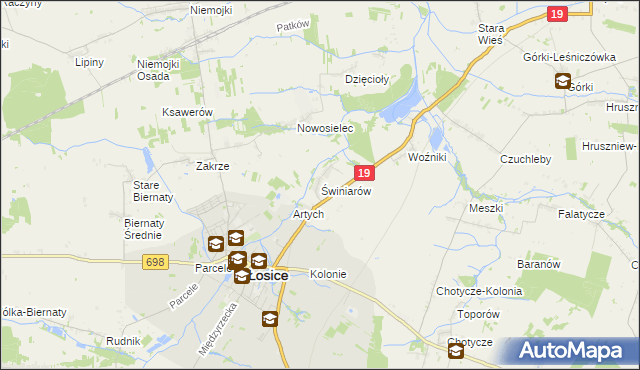 mapa Świniarów, Świniarów na mapie Targeo