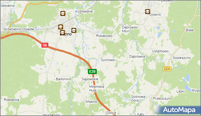 mapa Sychowo, Sychowo na mapie Targeo