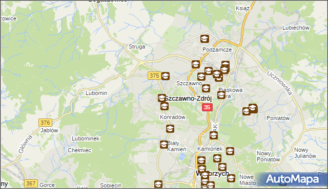 mapa Szczawno-Zdrój, Szczawno-Zdrój na mapie Targeo