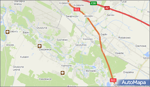 mapa Szczytniki gmina Kórnik, Szczytniki gmina Kórnik na mapie Targeo