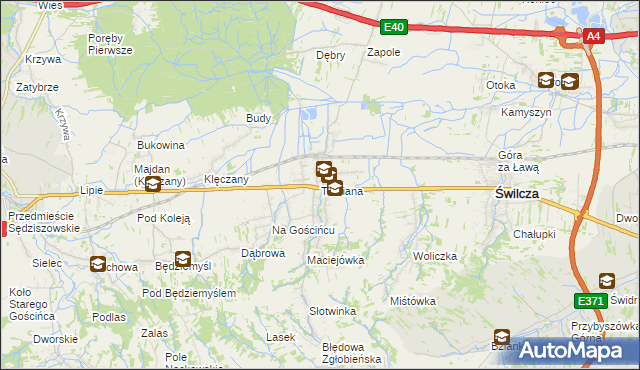 mapa Trzciana gmina Świlcza, Trzciana gmina Świlcza na mapie Targeo