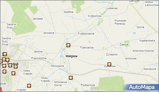 mapa Trzeciaków, Trzeciaków na mapie Targeo