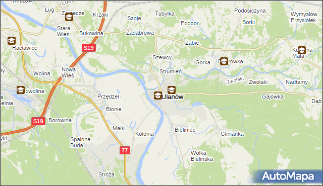mapa Ulanów powiat niżański, Ulanów powiat niżański na mapie Targeo
