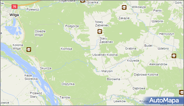 mapa Uścieniec-Kolonia, Uścieniec-Kolonia na mapie Targeo