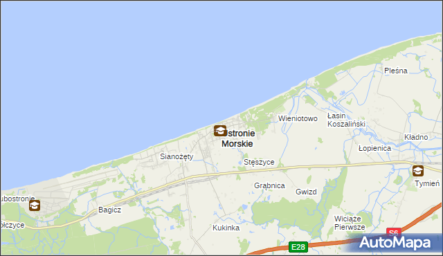 mapa Ustronie Morskie, Ustronie Morskie na mapie Targeo