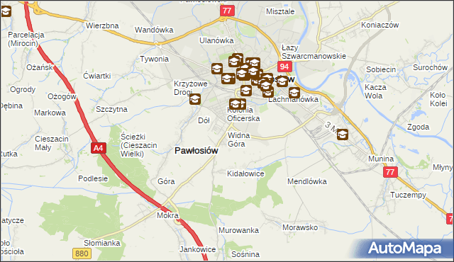 mapa Widna Góra, Widna Góra na mapie Targeo