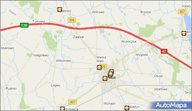 mapa Wielka Wieś gmina Buk, Wielka Wieś gmina Buk na mapie Targeo