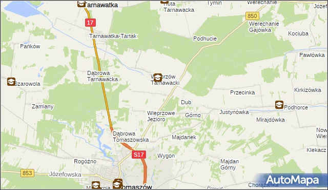 mapa Wieprzów Ordynacki, Wieprzów Ordynacki na mapie Targeo