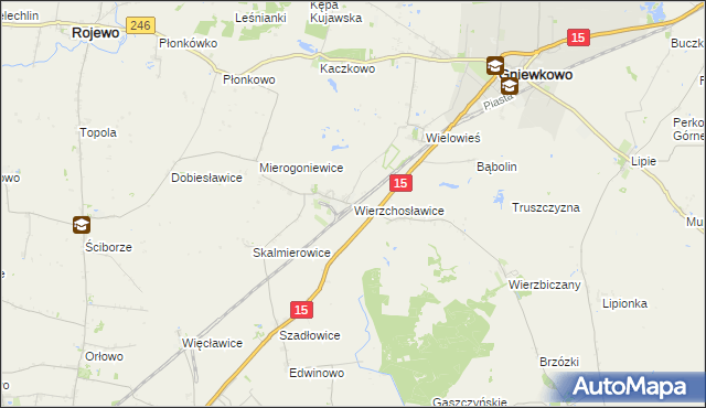 mapa Wierzchosławice gmina Gniewkowo, Wierzchosławice gmina Gniewkowo na mapie Targeo