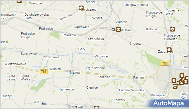 mapa Witowice gmina Charsznica, Witowice gmina Charsznica na mapie Targeo