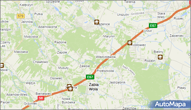 mapa Władysławów gmina Żabia Wola, Władysławów gmina Żabia Wola na mapie Targeo