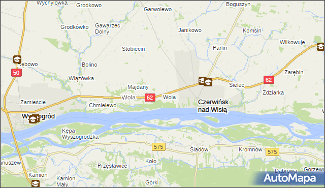 mapa Wola gmina Czerwińsk nad Wisłą, Wola gmina Czerwińsk nad Wisłą na mapie Targeo