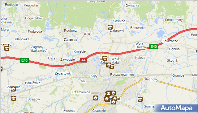 mapa Wola Mała gmina Czarna, Wola Mała gmina Czarna na mapie Targeo