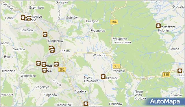 mapa Wolibórz, Wolibórz na mapie Targeo