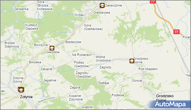 mapa Wólka Grodziska gmina Grodzisko Dolne, Wólka Grodziska gmina Grodzisko Dolne na mapie Targeo