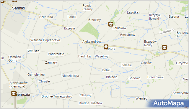 mapa Wszeliwy, Wszeliwy na mapie Targeo