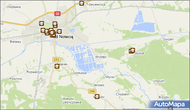 mapa Występ gmina Nakło nad Notecią, Występ gmina Nakło nad Notecią na mapie Targeo