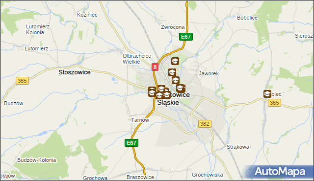 mapa Ząbkowice Śląskie, Ząbkowice Śląskie na mapie Targeo