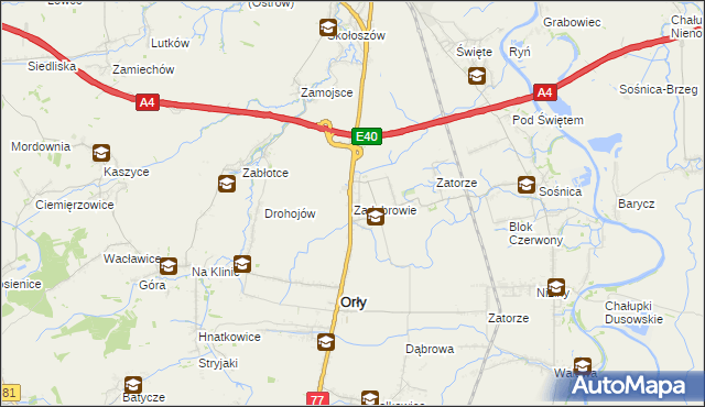 mapa Zadąbrowie gmina Orły, Zadąbrowie gmina Orły na mapie Targeo