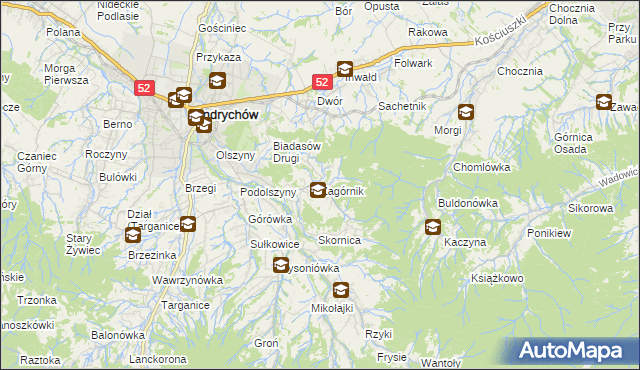 mapa Zagórnik gmina Andrychów, Zagórnik gmina Andrychów na mapie Targeo