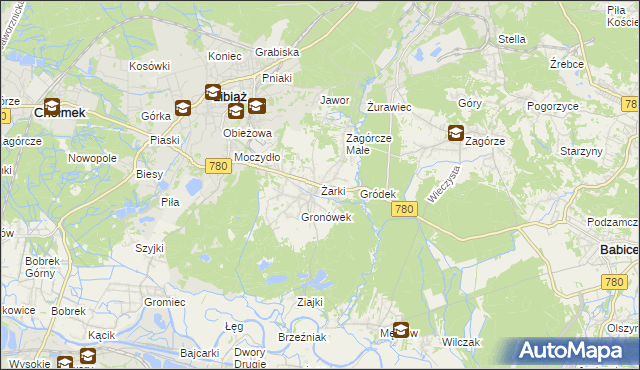 mapa Żarki gmina Libiąż, Żarki gmina Libiąż na mapie Targeo