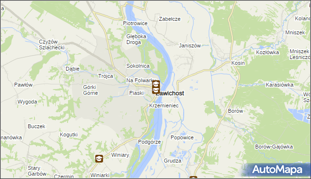 mapa Zawichost, Zawichost na mapie Targeo