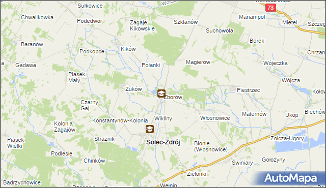 mapa Zborów gmina Solec-Zdrój, Zborów gmina Solec-Zdrój na mapie Targeo